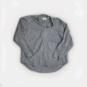 Vintage Trader Bay Men’s Gray 100% Cotton Band Collar Shirt Long Sleeve Large